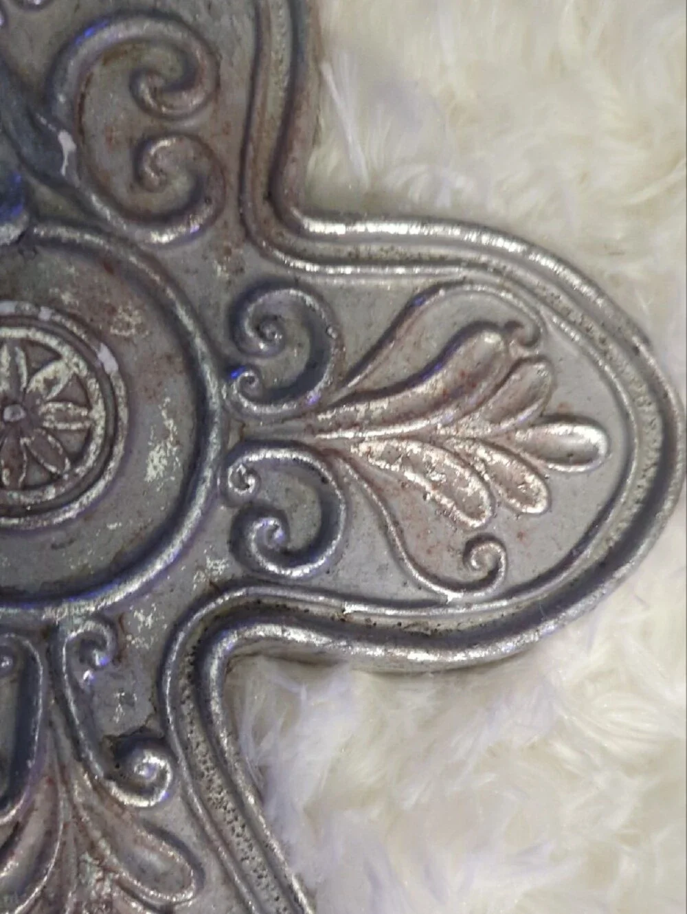 Distress Cross Decorative Silver Ornate  - Elegant Home Wall Decor Approx 11x9